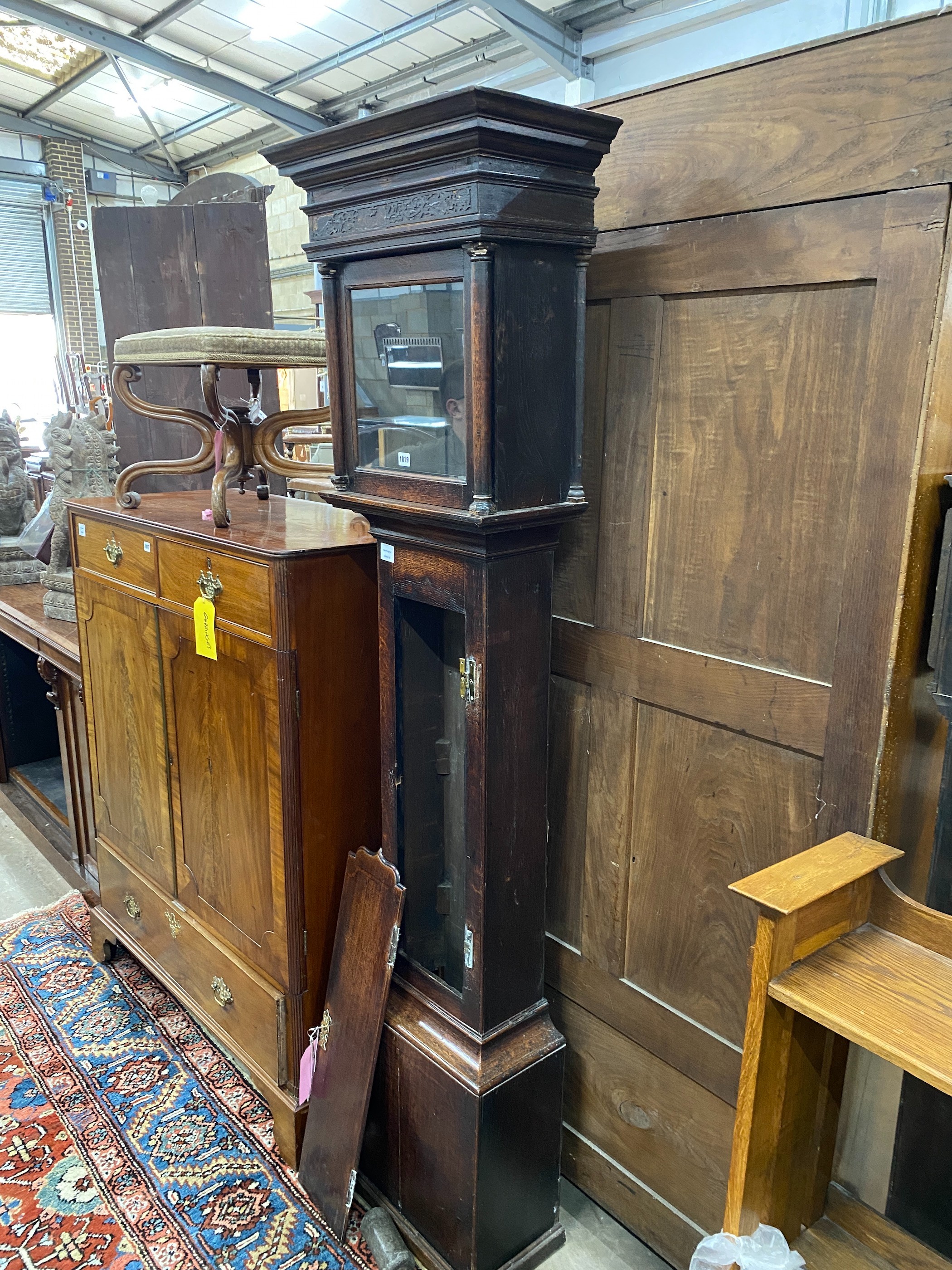 A George III oak 30 hour longcase clock, marked Rich. Street, Bridgenorth, height 212cm